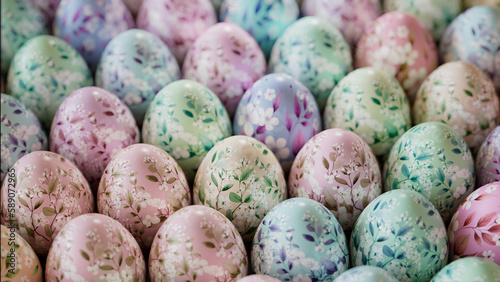 Easter Background with Perfectly arranged Eggs. photo