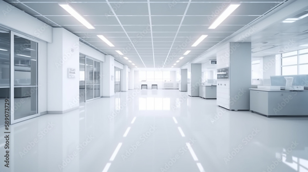hospital white clean  floor hospital, architecture, and health, hospital Medical concept, Generative AI ,illustration