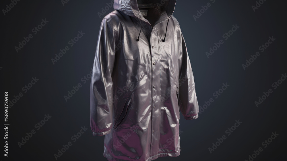 A waterproof coat worn to protect against rain, generative ai A waterproof coat worn to protect against rain, generative ai