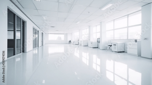 hospital white clean floor hospital, architecture, and health, hospital Medical concept, Generative AI ,illustration