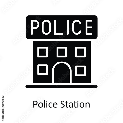 Police Station Vector Solid Icons. Simple stock illustration stock