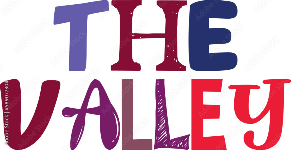 The Valley Calligraphy Illustration for T-Shirt Design, Bookmark , Decal, Logo
