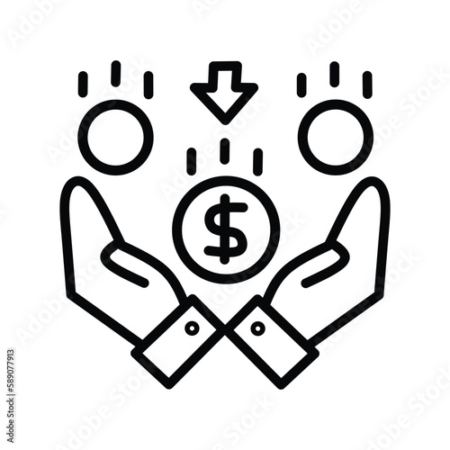 Simple line savings money with two hands icon design vector on white background