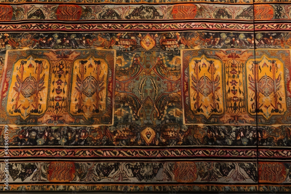 Muslim Prayer Rug and Prayer Beads with Elegant Design, Prayer Carpet Mat