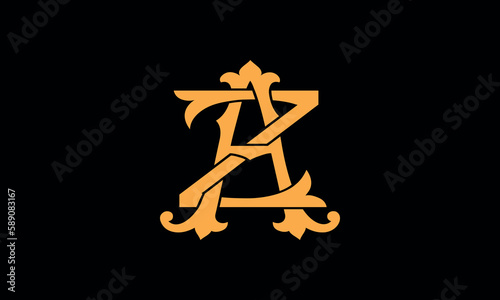 Alphabet AZ or ZA letter abstract monogram vector logo template