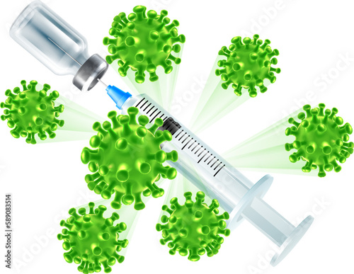 Vaccine Syringe and Vial Vaccination Concept