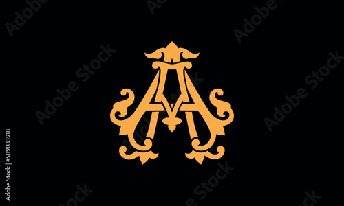 Alphabet A or AA letter abstract monogram vector logo template