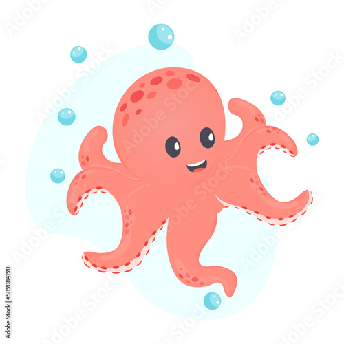 Ocean life. Octopus for girls and boys, drawings for the nursery and birthday