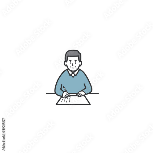 遺言を書く男性のイラスト