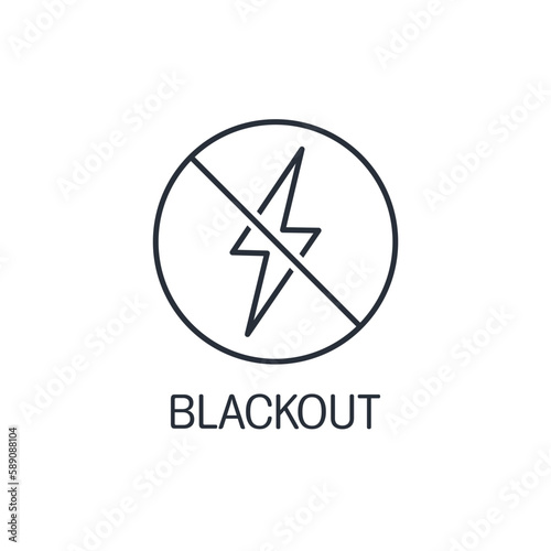 System failure in the power system. Blackout. Vector linear icon isolated on white background.