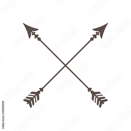 Circle frame and cross arrows hipster arrows in boho style tribal arrows