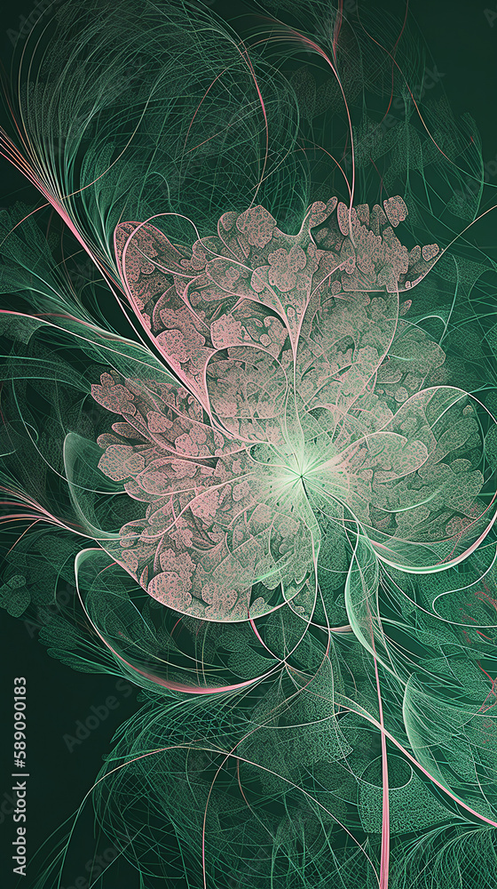 Circulation system of nature, green tone, light pink created with ...