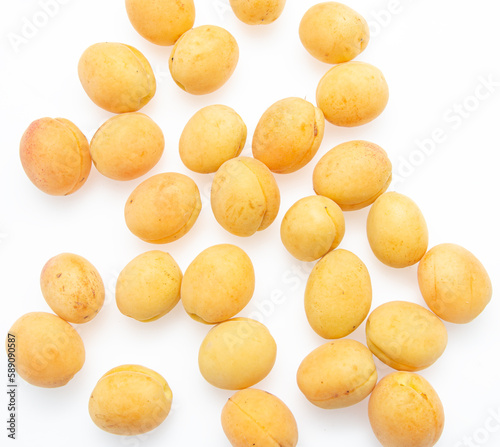 yellow ripe apricot isolated on white background