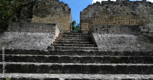 The steps of the Acropolis, Kohunlich Maya site - Quintana Roo, Mexico photo