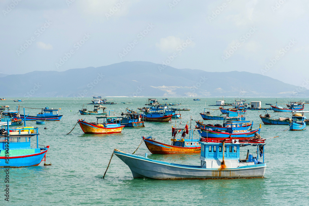 Fishing boats in marina at Nha Trang, Vietnam
