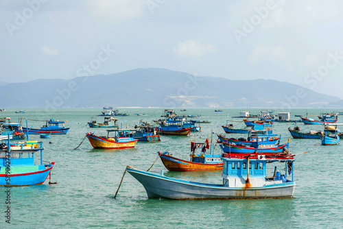 Fishing boats in marina at Nha Trang, Vietnam 