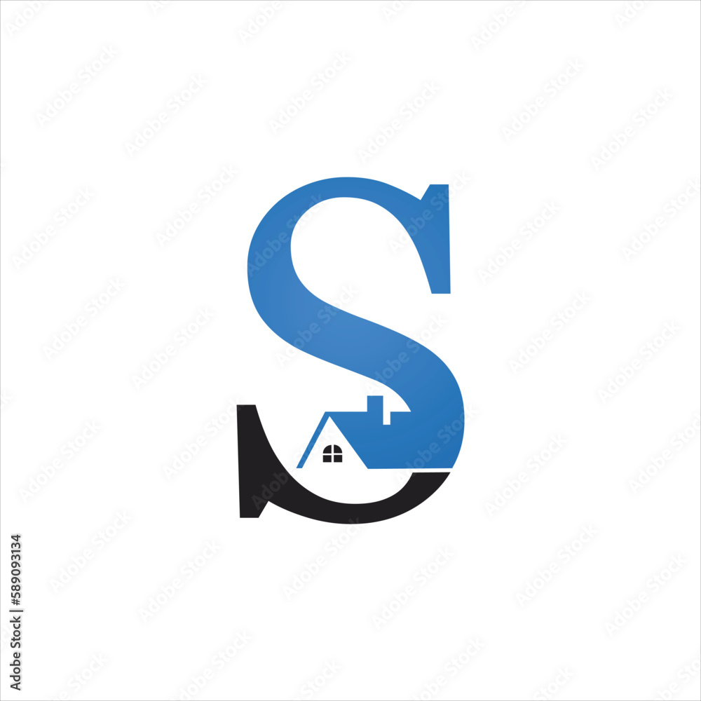 awesome letter S logo with real estate design simple