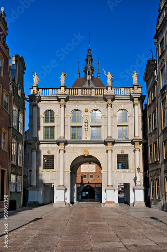 Golden gate in Gdansk, Pomeranian Voivodeship, Poland.