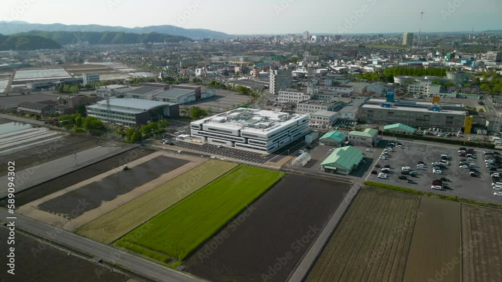 福井市 田んぼ 水田 田植え 農業 ドローン 空撮 4K 田植え 田園風景