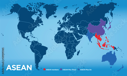 ASEAN, Association of Southeast Asian Nations countries map, vector illustration photo