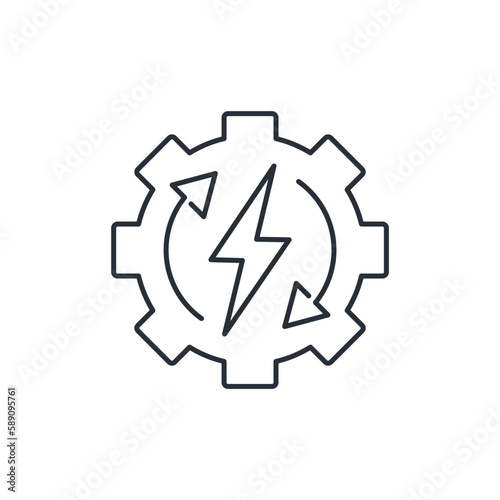 Charging process. Accumulate energy. Vector linear icon isolated on white background.