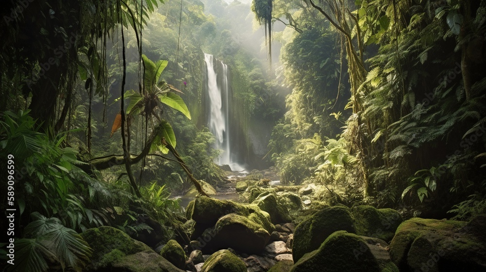 Rainforest waterfall and creek