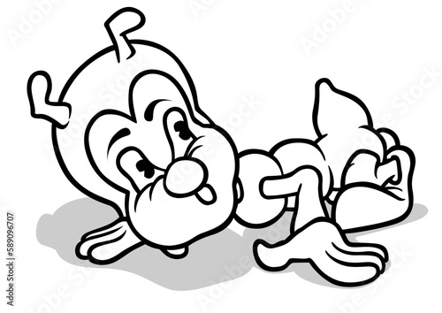 Drawing of an Ant with a Surprised Face Lying on the Ground