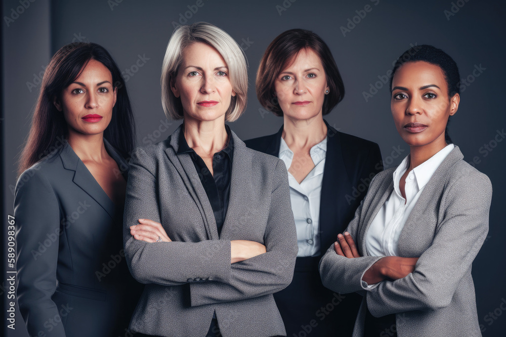 Business women united, promoting diversity and fostering inclusive empowerment in the workplace. Generative AI. Business women united, promoting diversity and fostering inclusive empowerment in the workplace. Generative AI.