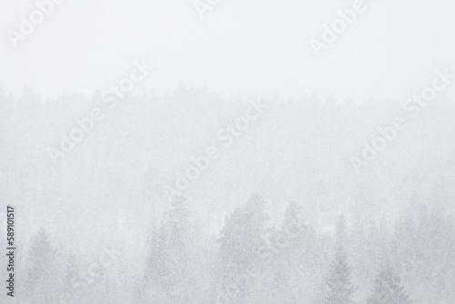 Snow covered mountain landscape in winter