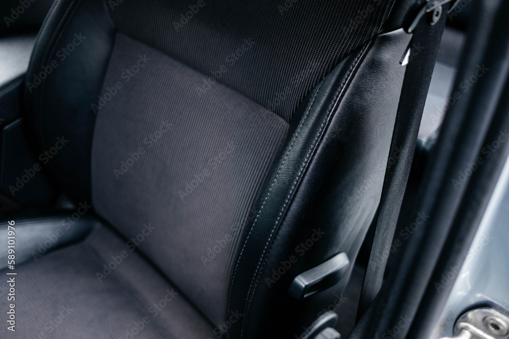 Modern black car interior, a black leather car seat , details interior. Modern black car interior, a black leather car seat , details interior.