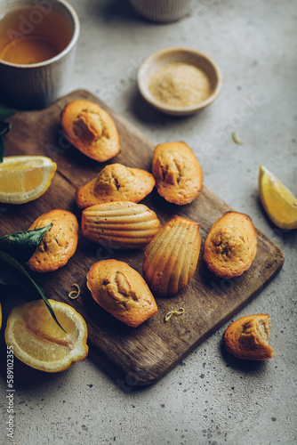 madeleines gâteau moelleux fait maison aux citron photo