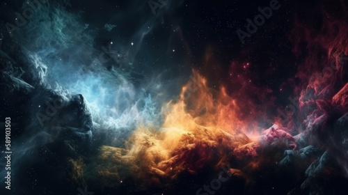 Endless universe with stars and galaxies in outer space. Cosmos art. AI generative
