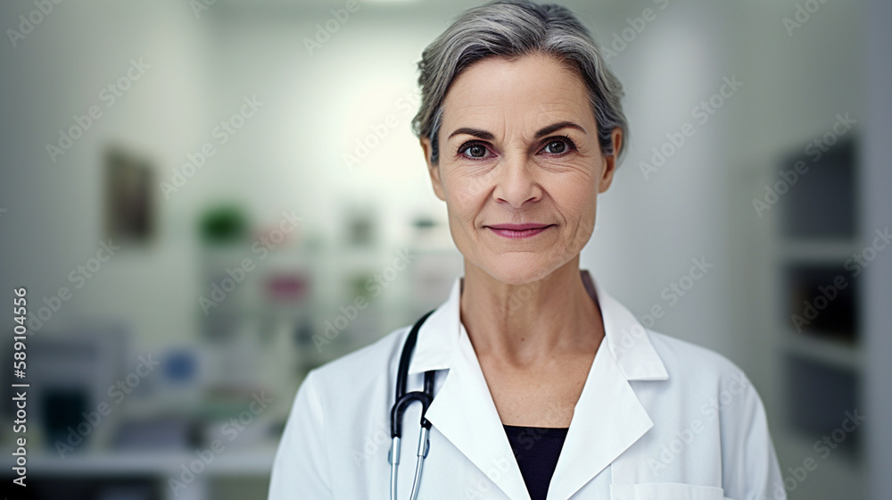 happy woman doctor examining or treating a patient In a hospital with Generative AI happy woman doctor examining or treating a patient In a hospital with Generative AI