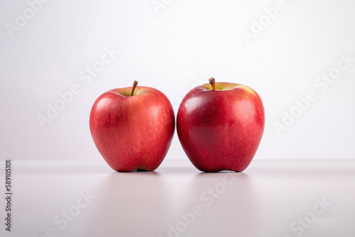 Whole red apples isolated on white background. Created with Generative AI Technology