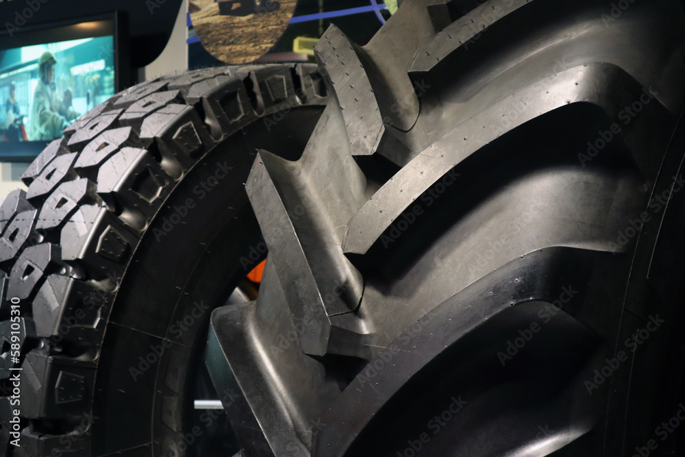 Michelin tires on display at their museum in ClermontFerrand Stock