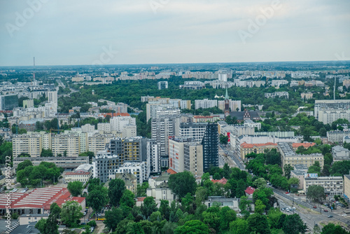 Stunning aerial view of Warsaw's skyscrapers.