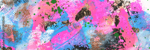 Creative banner with hand drawn abstract multicolored acrylic texture. Colourful background.