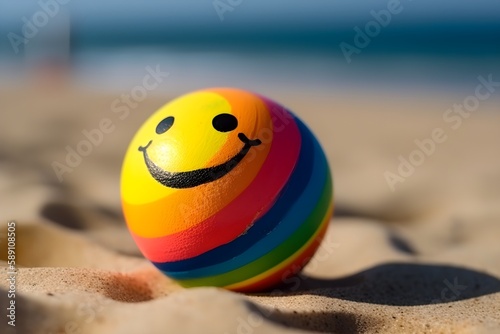 fun on the beach, happy ball smiling during a summer day © Dom Creative