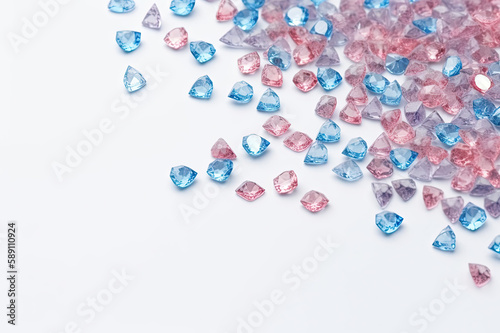 Pink and Blue Jewel Background for a Gender Reveal party announcement created with Generative AI technology
