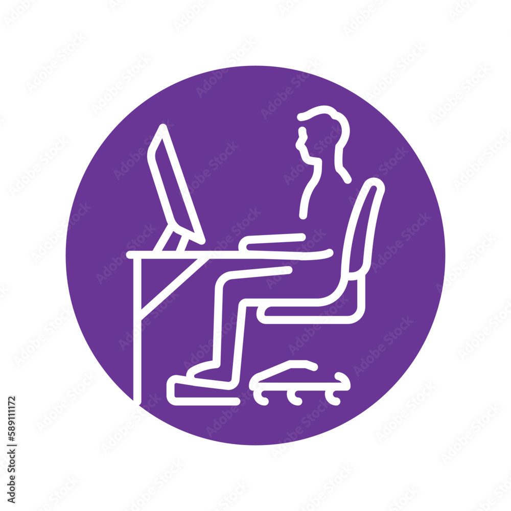Correct sitting posture olor line icon. Pictogram for web page