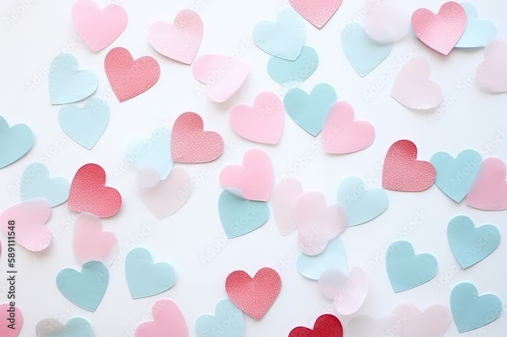 Pink and Blue Heart Background for a Gender Reveal party announcement created with Generative AI technology