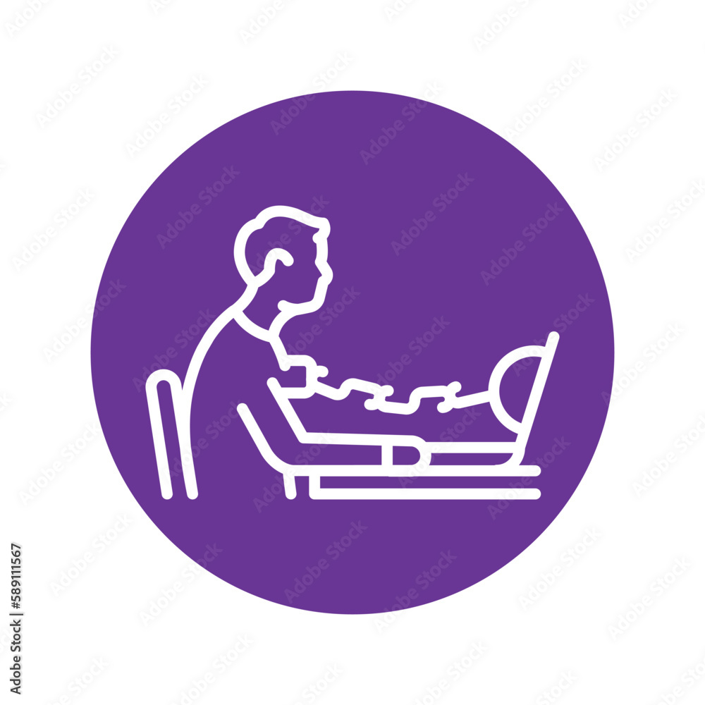 Computer addiction olor line icon. Pictogram for web page Computer addiction olor line icon. Pictogram for web page