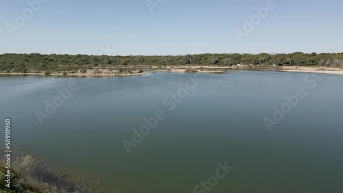 Vista DRONE del lago Pujol de la Devesa Albufera de Valencia, España, 2 de abril de 2023. photo