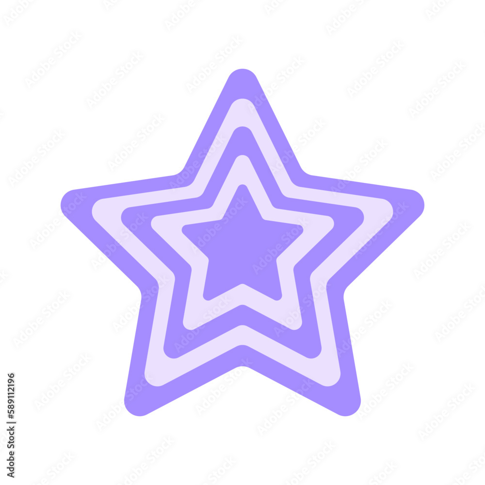 Repeating star icon in y2k retro style. 2000s design object in pastel purple colors. Cute girly vintage sticker isolated on whiyte background. Vector flat illustration Repeating star icon in y2k retro style. 2000s design object in pastel purple colors. Cute girly vintage sticker isolated on whiyte background. Vector flat illustration