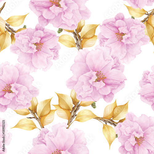 cherry blossom sakura floral seamless pattern