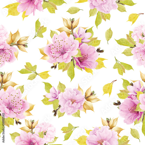 cherry blossom sakura floral seamless pattern