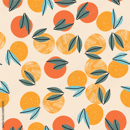 Seamless pattern with citrus. Vector background, print, design