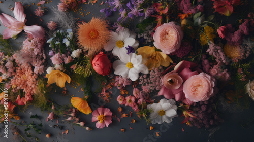banner for ecommerce site with a mixed array of spring flowers , ai generative © ZoomTeam