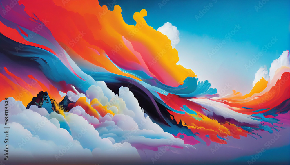 Generative AI, Cloud Nine: A Colorful Abstract Sky High Adventure