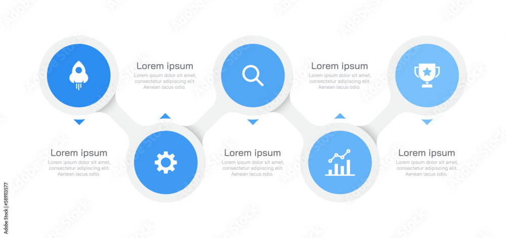 Modern infographic presentation design with 5 steps. Vector illustration.